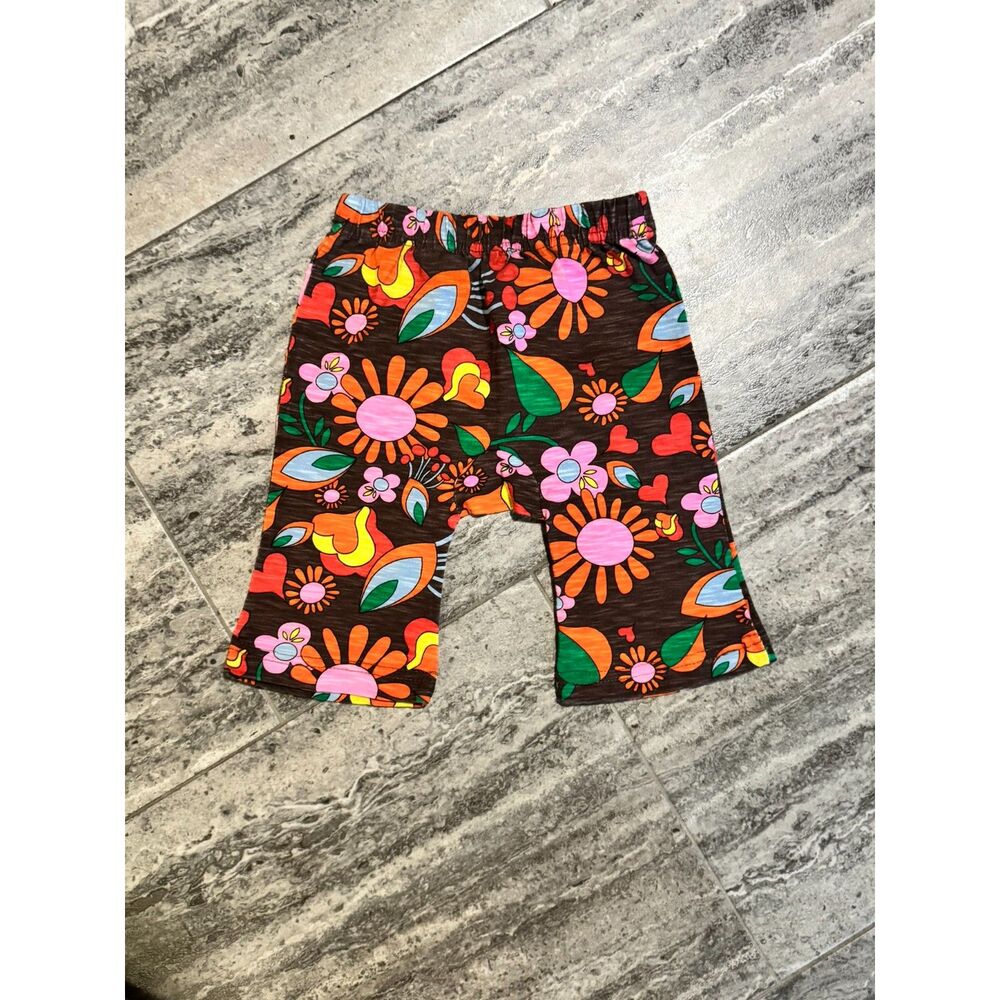 Girls Hippie Floral Flare Pants Brown 2T